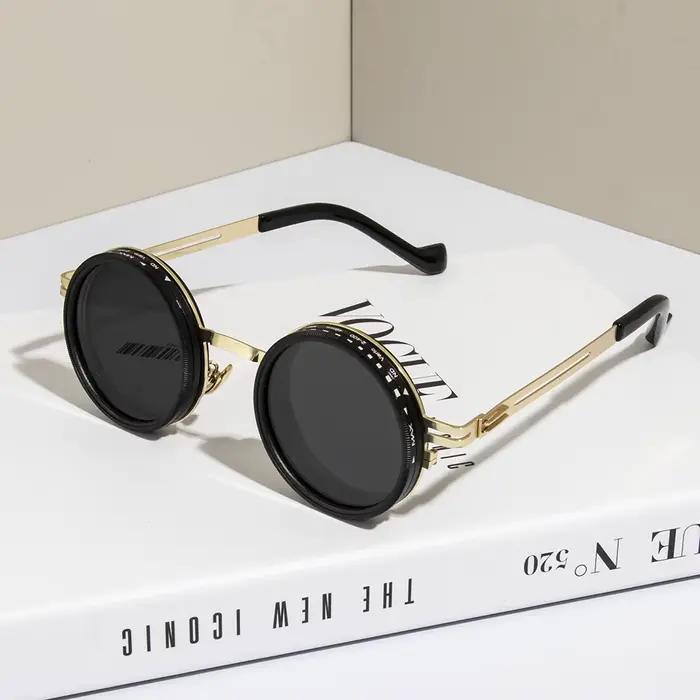 Lunettes de soleil rondes polarisées ND9 pêche réglables - Teinte variable outdoor punk rétro