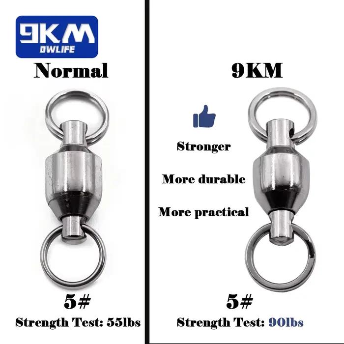 25 émerillons à billes 9KM avec anneaux split rings - Rotation fluide pour leurres et montages