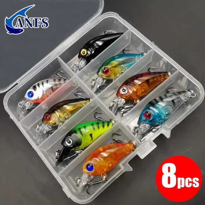Kit de 8 leurres souples crankbait minnow pour pêche en surface, appâts artificiels flottants