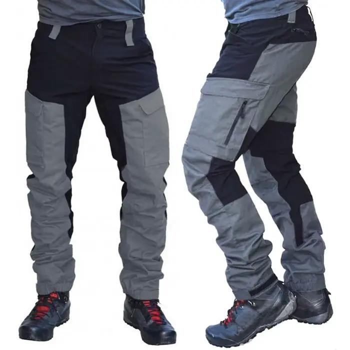 Pantalon cargo imperméable été pour hommes - Multi-poches color block - Parfait pêche et camping