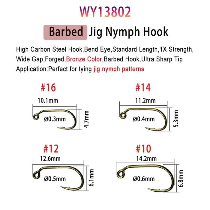 Vampfly 50 hameçons mouche barbés et sans ardillon - nymphes pupes sèches mouche noyée pêche
