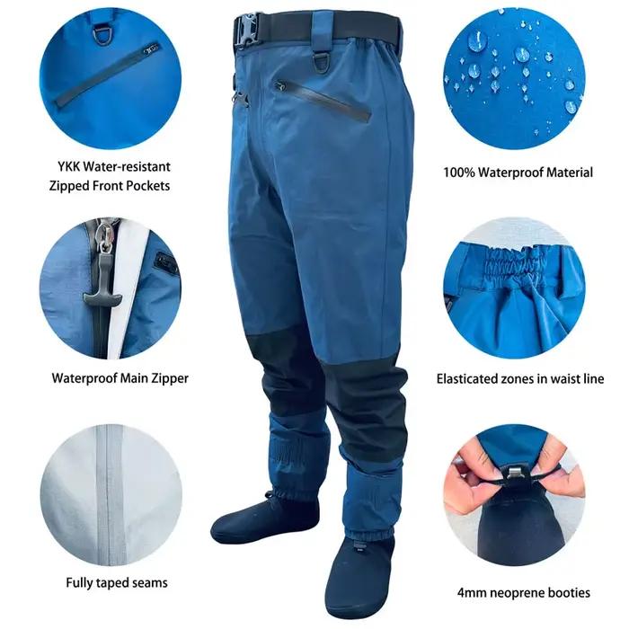 Waders taille haute 4-ply respirants pour pêche à la mouche et kayak - Pantalon de pêche durable