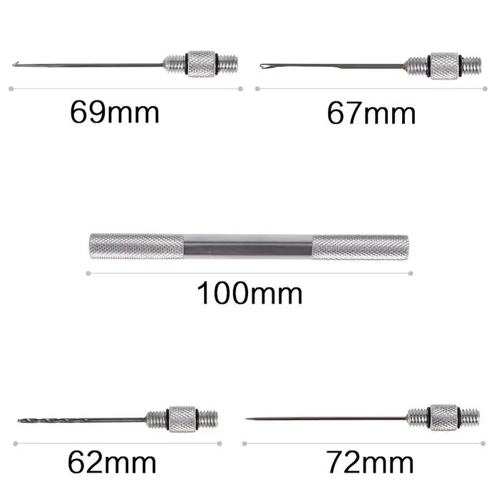Kit 5-en-1 aiguille appâts carpe perçage boilies - Outils montage pêche aluminium antidérapant