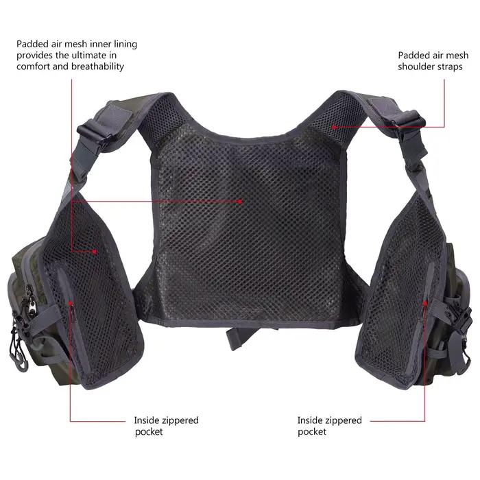 Gilet de pêche à la mouche ultra-léger Bassdash FV08 pour homme et femme, sac poitrine portable