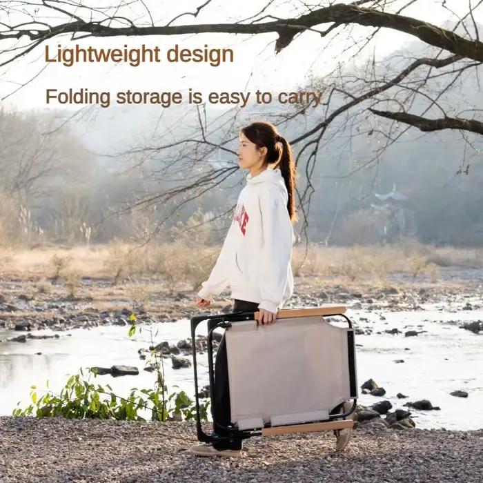 Chaise pliante outdoor portable inclinable avec coussins amovibles dossier haut pour pêche camping