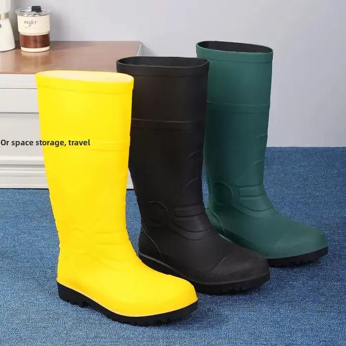 Bottes de pêche imperméables jaunes pour hommes - Bottes rivière résistantes à l'usure chaussures caoutchouc