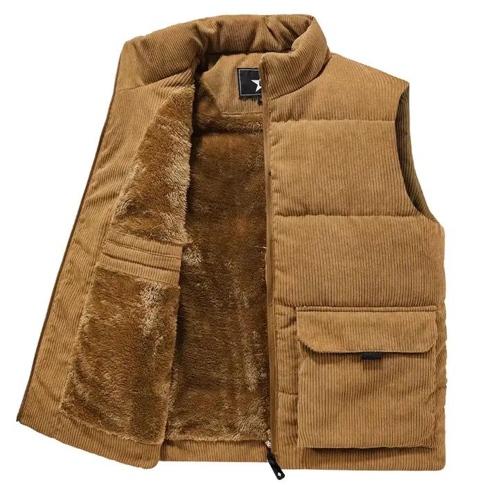 Veste hiver sans manches homme - Manteau chaud solide pour pêche et loisirs extérieurs
