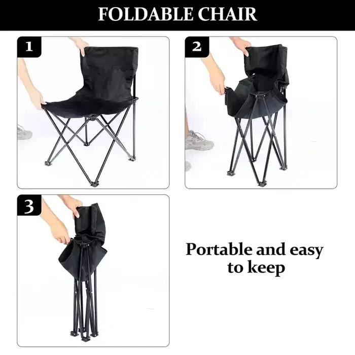 Chaise pliante camping avec poche latérale - Siège pêche plage en toile Oxford portable