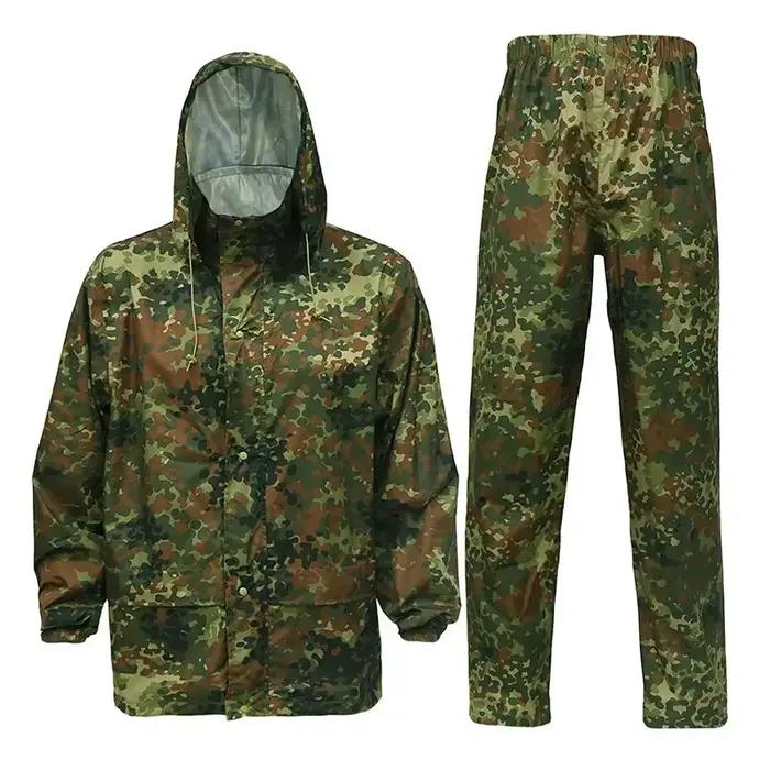 Veste et pantalon pluie camouflage 210T PU - Tenue pêche imperméable légère pour intempéries