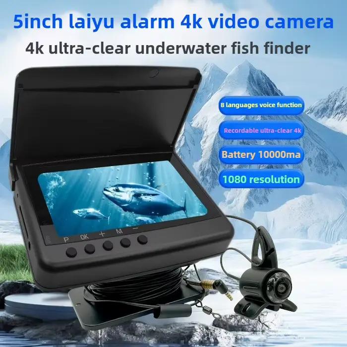 Caméra de pêche sous-marine 5 pouces avec alarme visuelle et signal AHD numérique ultra clair pour détection poissons