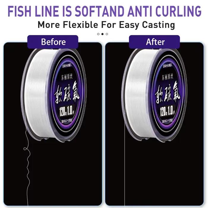 Ligne de pêche monofilament japonais durable pour eau douce et mer avec revêtement fluorocarbone souple