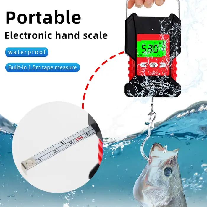 Balance pêche accroche 50kg/5g portable étanche avec rétractable 150cm et rétroéclairage