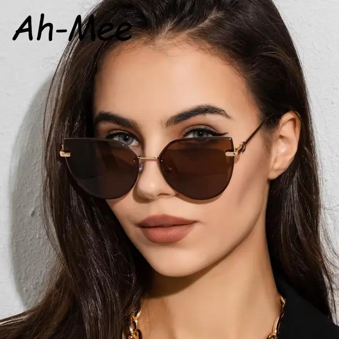 Lunettes de soleil vintage femme pêche sans monture anti-lumière protection UV400 pour randonnée