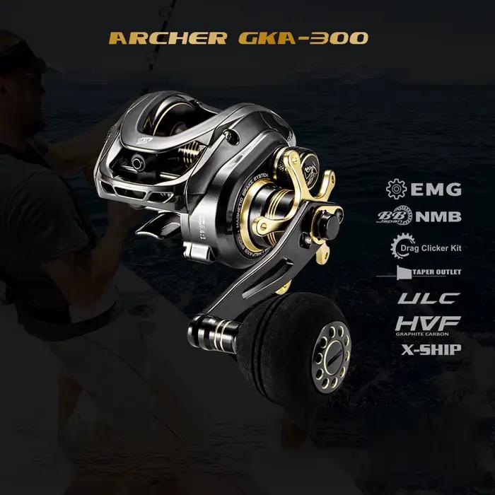 Moulinet de pêche en mer baitcasting Soloking GKA300, frein 9.5kg, rapport 6.4:1 et pignon laiton