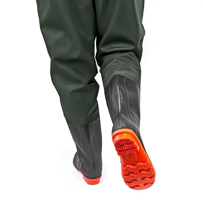 Waders de pêche en caoutchouc avec bretelles OMEGA taille 43 - Pantalon de pêche robuste pour eaux froides