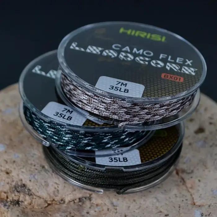 Ligne plombée Hirisi 35LB 7m pour montages carpe - 3 couleurs pour réaliser des hair rigs parfaits