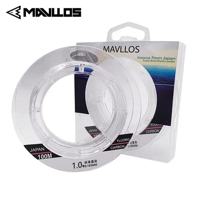 Ligne fluorocarbone Mavllos 50m 100m monofilament 100% bas de ligne coulante invisible pêche