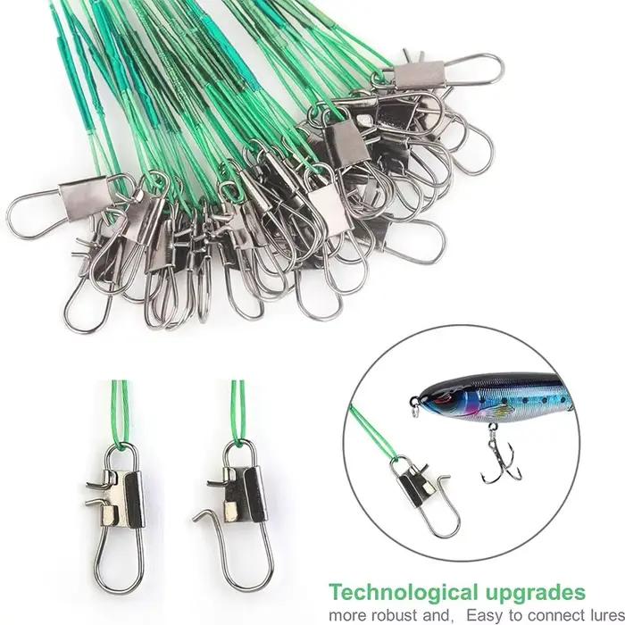 Ligne de pêche en acier inoxydable anti-dent avec émerillon, bas de ligne résistant carnassiers brochets sandres