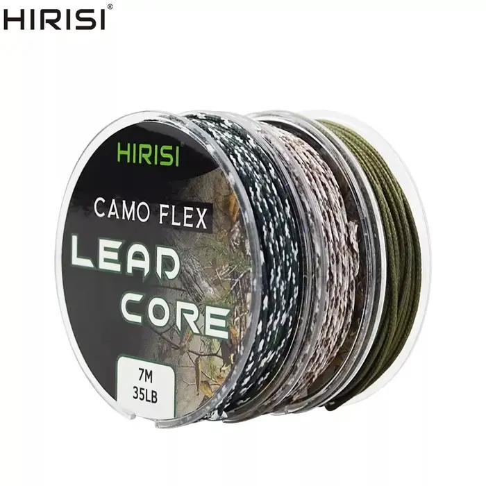 Ligne plombée carpe 35LB 7 mètres pour montage hair rig - tresse 3 couleurs résistante