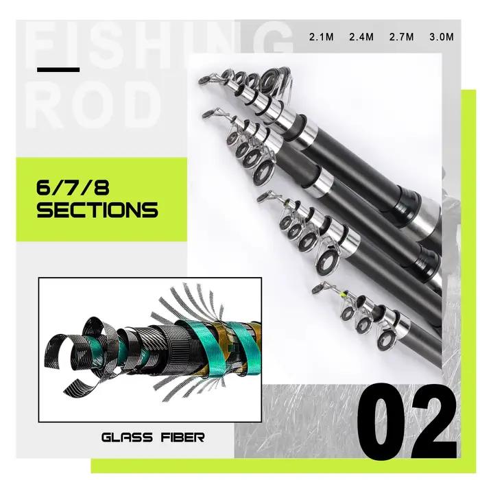 Canne Sougayilang Carbon Fishing Rod 2.1-3.0m Telescopic Baitcasting Rod Portable Leisure Saltwater Fishing
