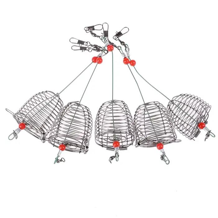 Cage à appâts de pêche en acier inoxydable, 5 pièces emboîtables pour amorçage