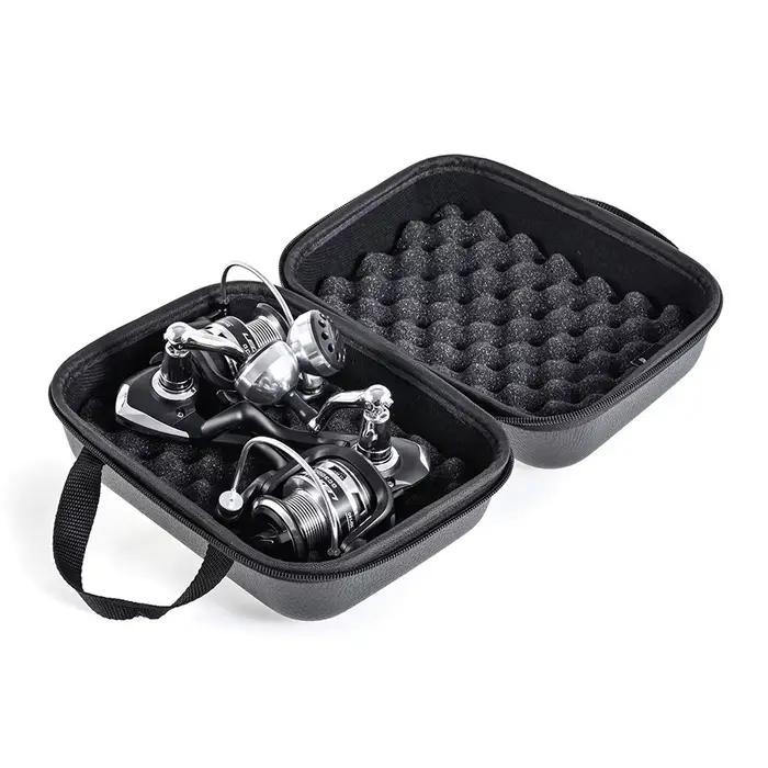 Housse de moulinet pêche en cuir PU - Étui rigide anti-choc pour moulinets casting et spinning