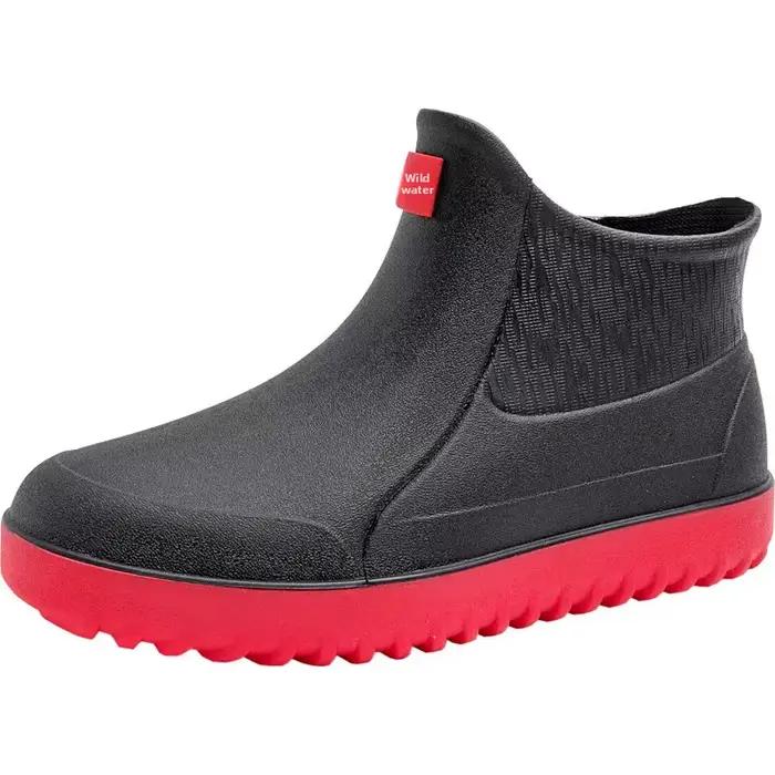 Bottes de pêche imperméables cheville homme - Chaussures PVC respirantes confortables pour pêche extérieure