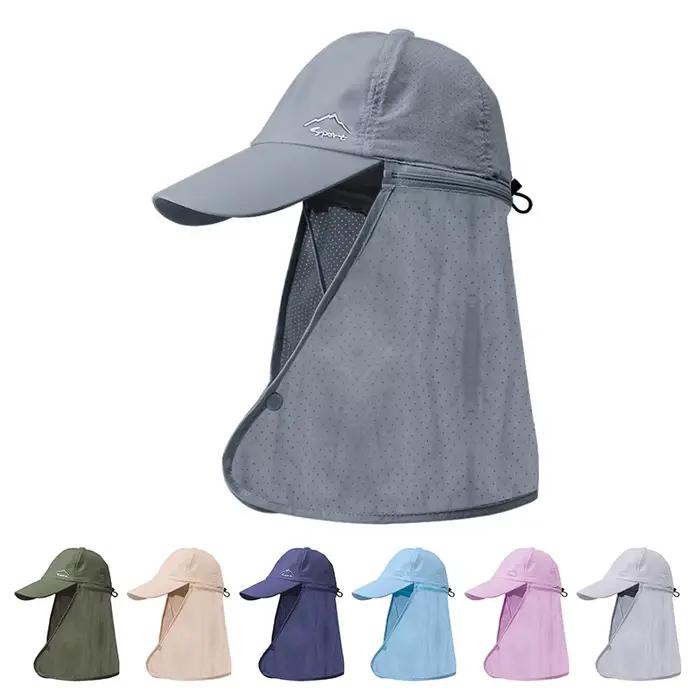 Chapeau de soleil unisexe avec châle - Léger pour pêche sportive et protection solaire