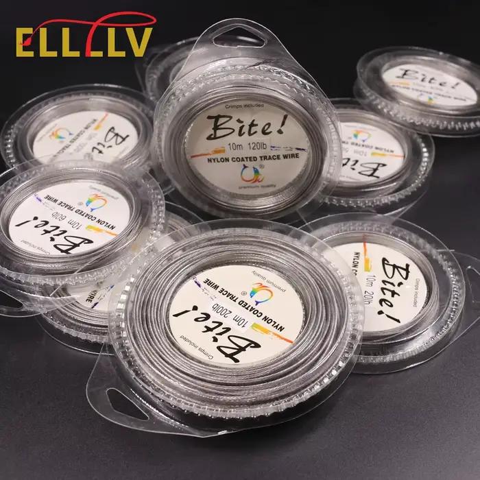 Fil acier tressé 7 brins 10m nylon gainé 5-200LB bas de ligne mer montages pêche
