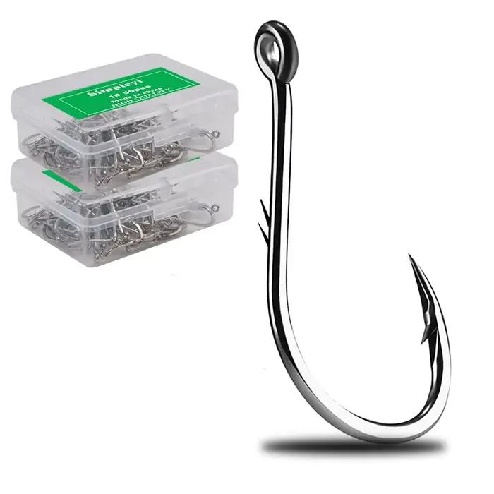 50 hameçons circle en acier haute carbone pour la pêche de la carpe et en mer,