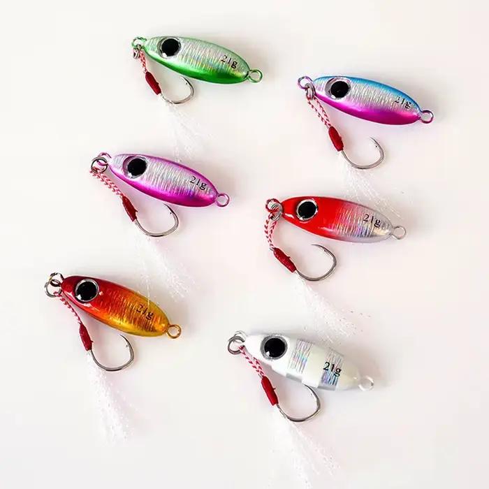 Lot de 6 leurres métalliques jigging pour pêche du bord, leurres cuillère appâts artificiels mer 5.5g à 21g