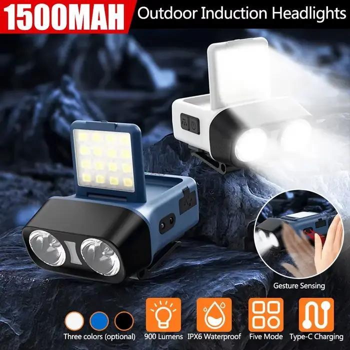 Lampe LED COB à clip pour casquette USB rechargeable intégrée pêche mains libres