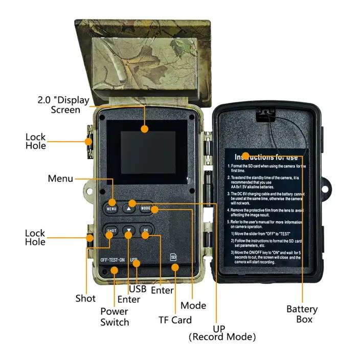 Caméra de chasse solaire 4K 60MP WiFi 2026 - Détection extérieure étanche IP66 vision nocturne grand angle