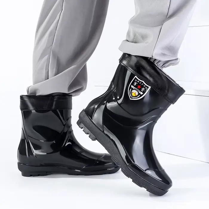 Bottes de pluie homme grande taille tube haut épaisses antidérapantes pêche chaudes tailles larges