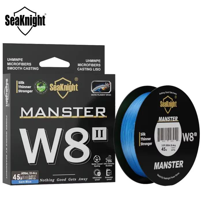 Ligne de pêche tressée SeaKnight W8 II 300m 8 brins, revêtement silicone résine pour pêche en mer