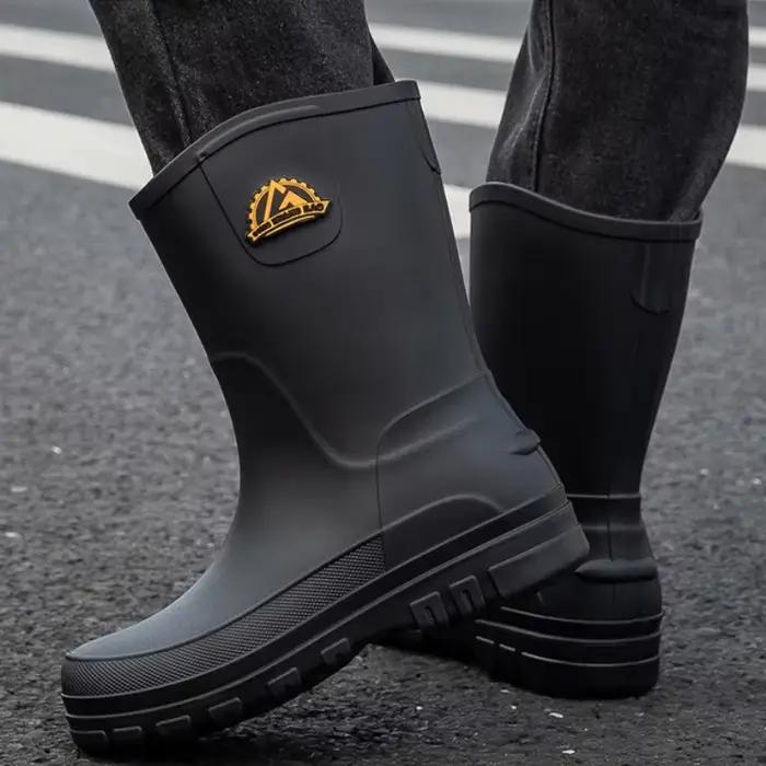 Bottes de pêche imperméables homme anti-dérapantes mi-mollet avec fourrure pour extérieur