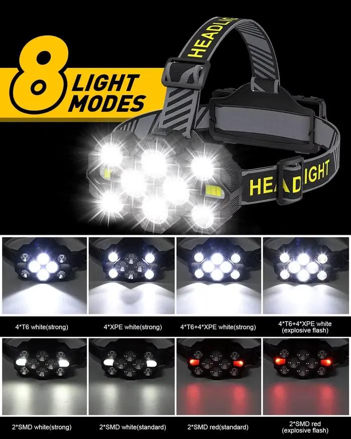 Lampe frontale rechargeable 10 LED lumières blanche et rouge pêche camping vélo running