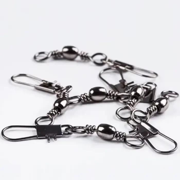 Lot de 100 émerillons à roulement à billes 4 tailles avec clips Fastlock pour accessoires de pêche