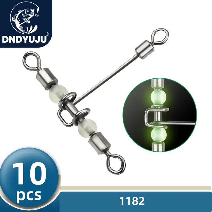 10 pièces émerillons luminescents 3 voies perles perles avec hameçons pour la pêche de nuit