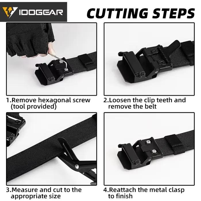 Ceinture tactique dure IDOGEAR 1.5" avec boucle automatique métal pour IPSC et pêche sportive