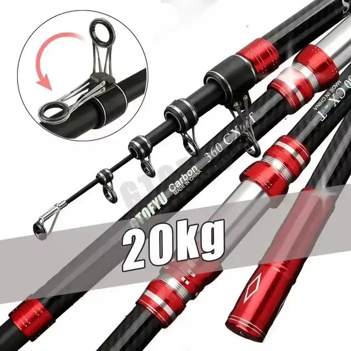 Canne téléscopique surfcasting 2.7m à 4.5m puissance 20kg pour lancer lourd voyage, pêche en mer et rivière