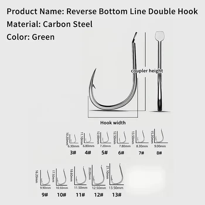 Hameçon Iseni pour pêche carpe - Rigs prêts taille 3#-14# - Montages pêche avec 2 hameçons