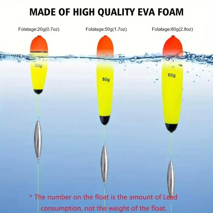 Lot de 4 flotteurs de pêche en mousse EVA élastique 10g à 120g pour pêche en