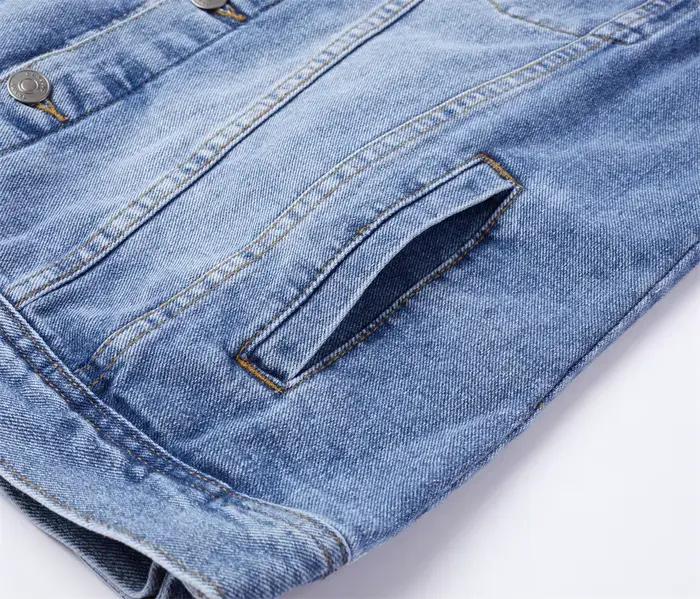 Veste sans manches cargo denim homme à multiples poches, délavée, pour la pêche et loisirs