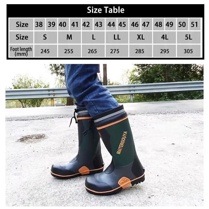 Bottes de pluie caoutchouc anti-dérapantes unisexes pour pêche, chasse, randonnée et travail