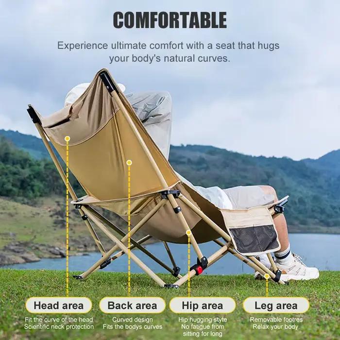 Chaise longue pliante WESTTUNE pêche ajustable avec repose-tête camping plage