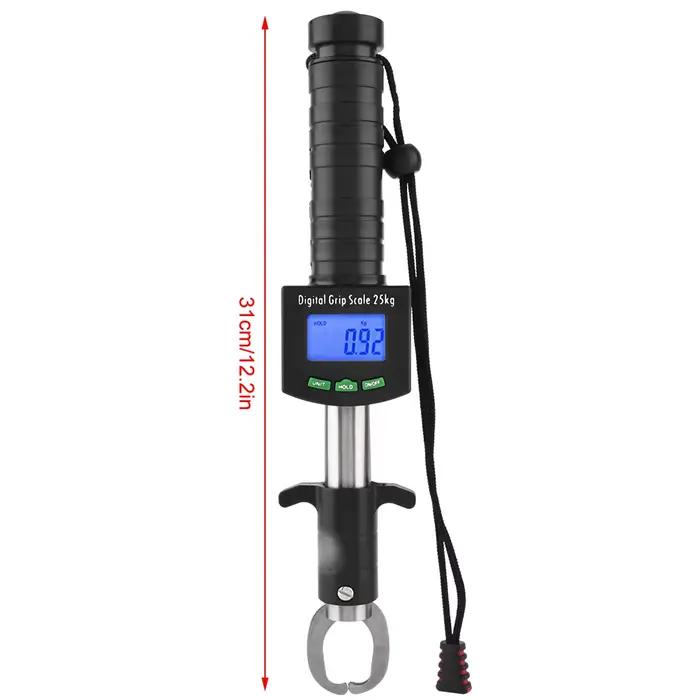 Pince à poisson digitale grip avec pesée et mesure règle inox pour pêche en mer et rivière
