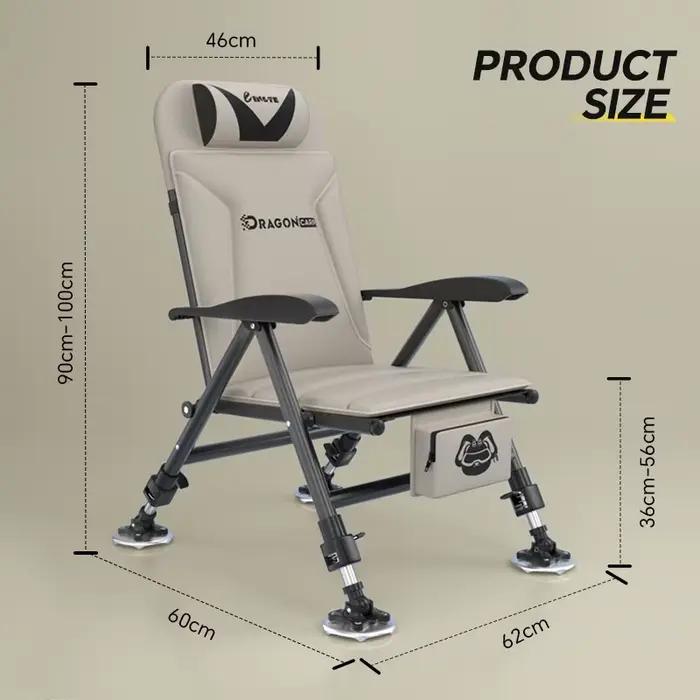 Chaise de pêche extérieure pliable portable renforcée pour pêche confortable camping et activités plein air