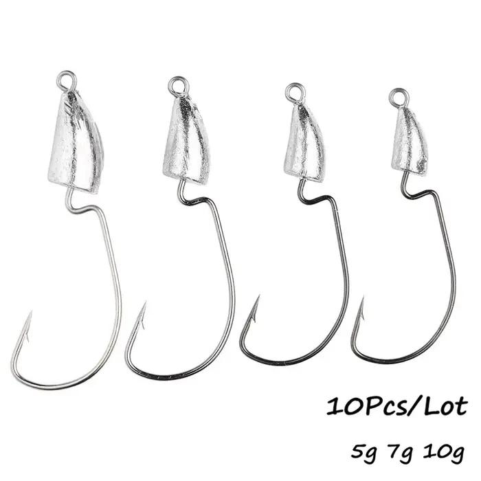Têtes plombées pour leurres souples 5g 7g 10g - 10 hameçons jig pour pêche du brochet