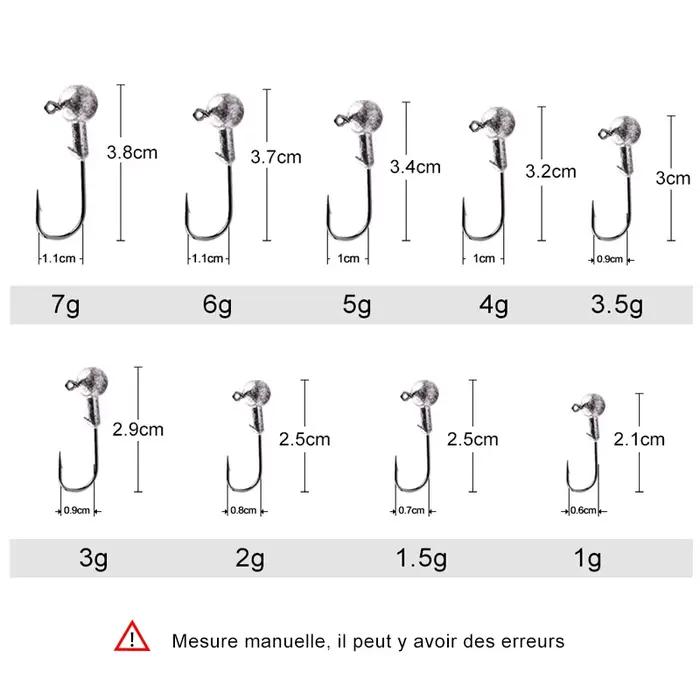Tête plombée Jig MEREDITH 1g à 22g pour pêche du brochet et leurres